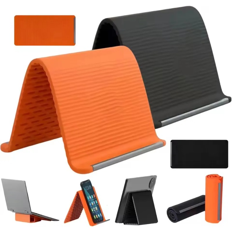 Laptop Accessories Organizer - ที่วางโทรศัพท์ซิลิโคนแบบพับได้ ปรับระดับได้หลายมุม พกพาสะดวก สำหรับ iPhone, iPad,
