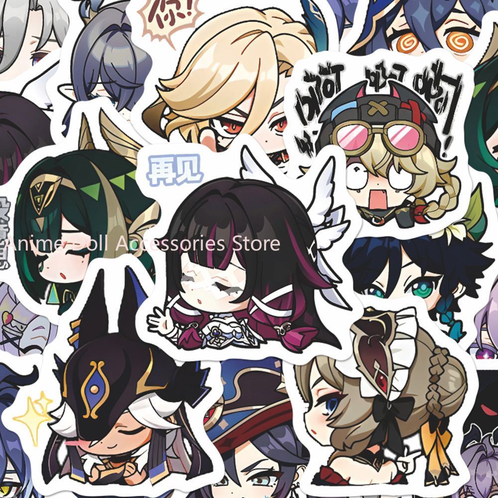 Laptop Accessory - 64PCS เก็นชิน อิมแพ็ค มูนเมเดนอะนิเมะสติกเกอร์การ์ตูนกราฟฟิตี้สติ๊กเกอร์หมวกกันน็อคสเก็ตบอร์ดแล็ปท็อปสติกเกอร์ตกแต่งรถจักรยานยนต์