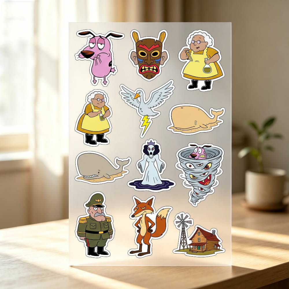 Laptop Accessories Wallpaper - 1 ชิ้น C-COURAGE สติกเกอร์สุนัขขี้ขลาดติดตัวถังรถยนต์ กระจก รถจักรยานยนต์