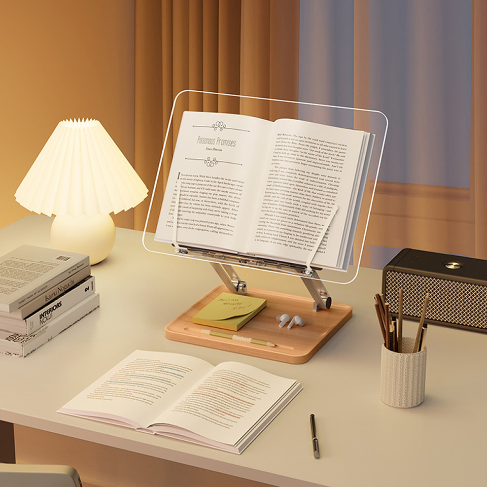 แท่นอ่านหนังสือไม้พร้อมไฟอะคริ - Laptop Accessories Organizer บทวิจารณ์และราคา