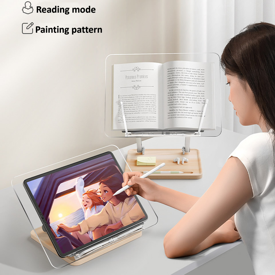 แท่นอ่านหนังสือไม้พร้อมไฟอะคริ - Laptop Accessories Organizer บทวิจารณ์และราคา
