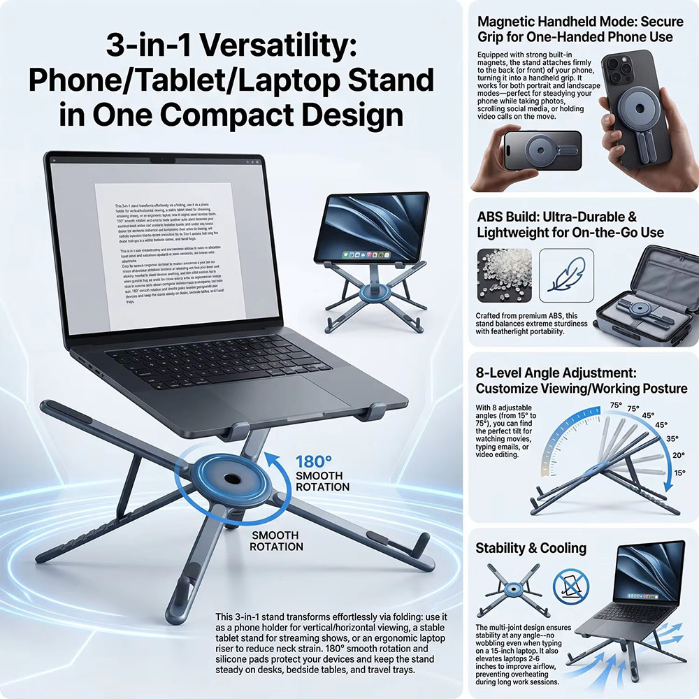 ที่วางโทรศัพท์แม่เหล็กแบบพกพาแ - Laptop Accessories Organizer บทวิจารณ์และราคา