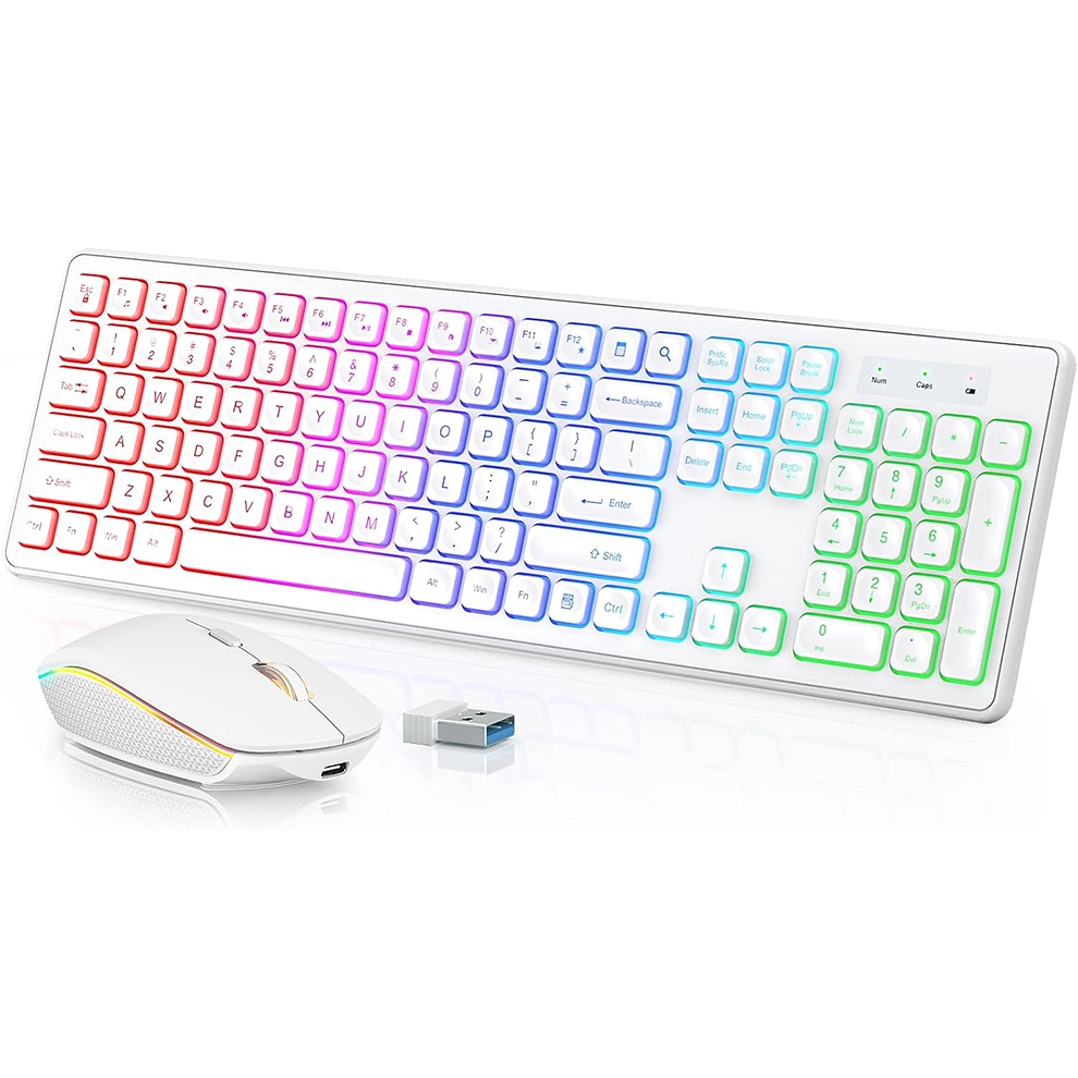 คีย์บอร์ดและเมาส์ไร้สายแบบมีไฟ - Laptop Accessories Combo บทวิจารณ์และราคา